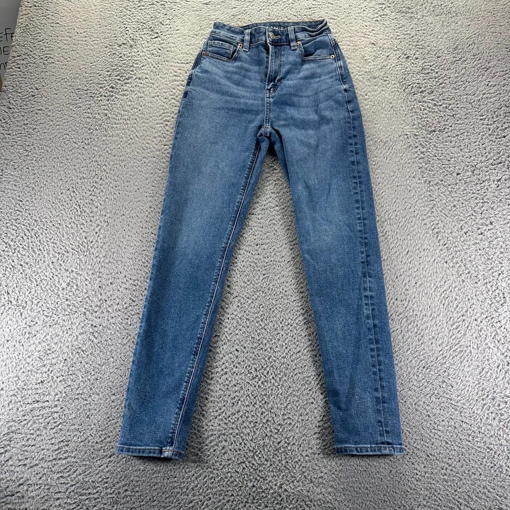 American Eagle Outfitters Jeans Womens 000 Blue Cotton Denim Mom Stretch Faded